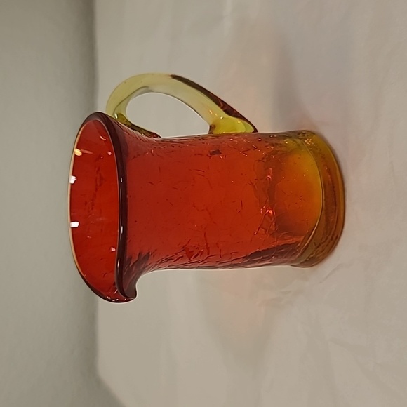 Vintage Amberina Crackle Glass Creamer-1960 Collectible Hand Blown Glass - Picture 2 of 4